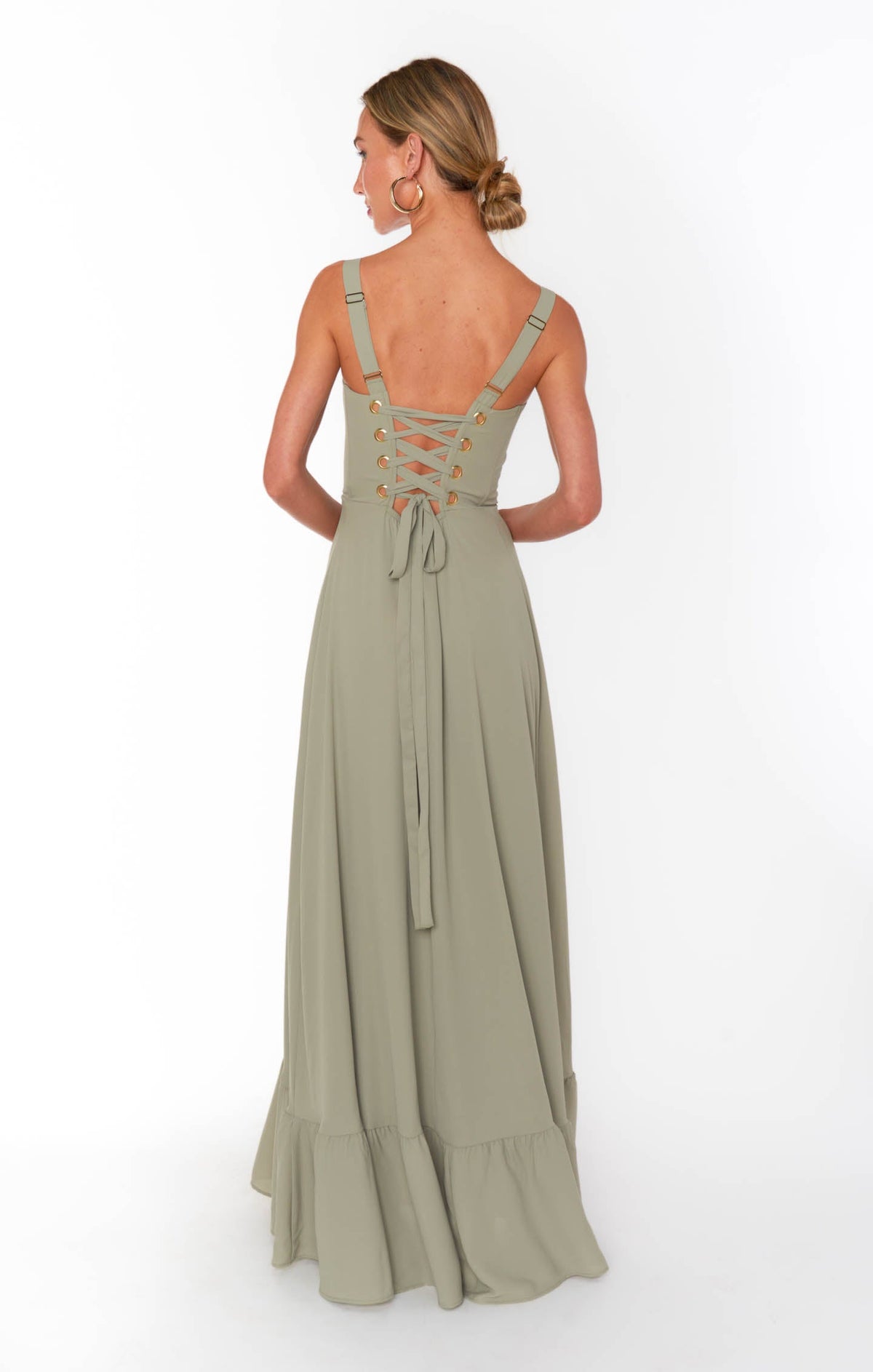 Clarissa Corset Dress ~ Moss Green Crisp