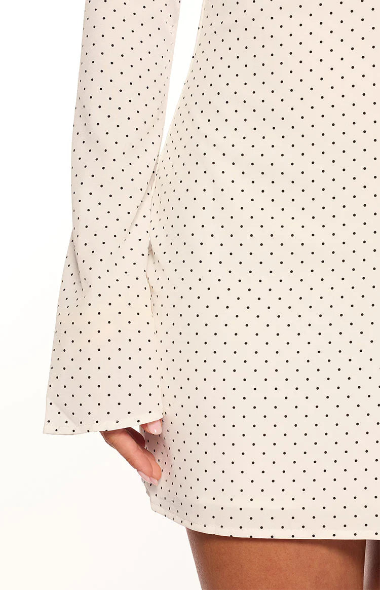 Winston White Polka Dot Long Sleeve Mini Dress
