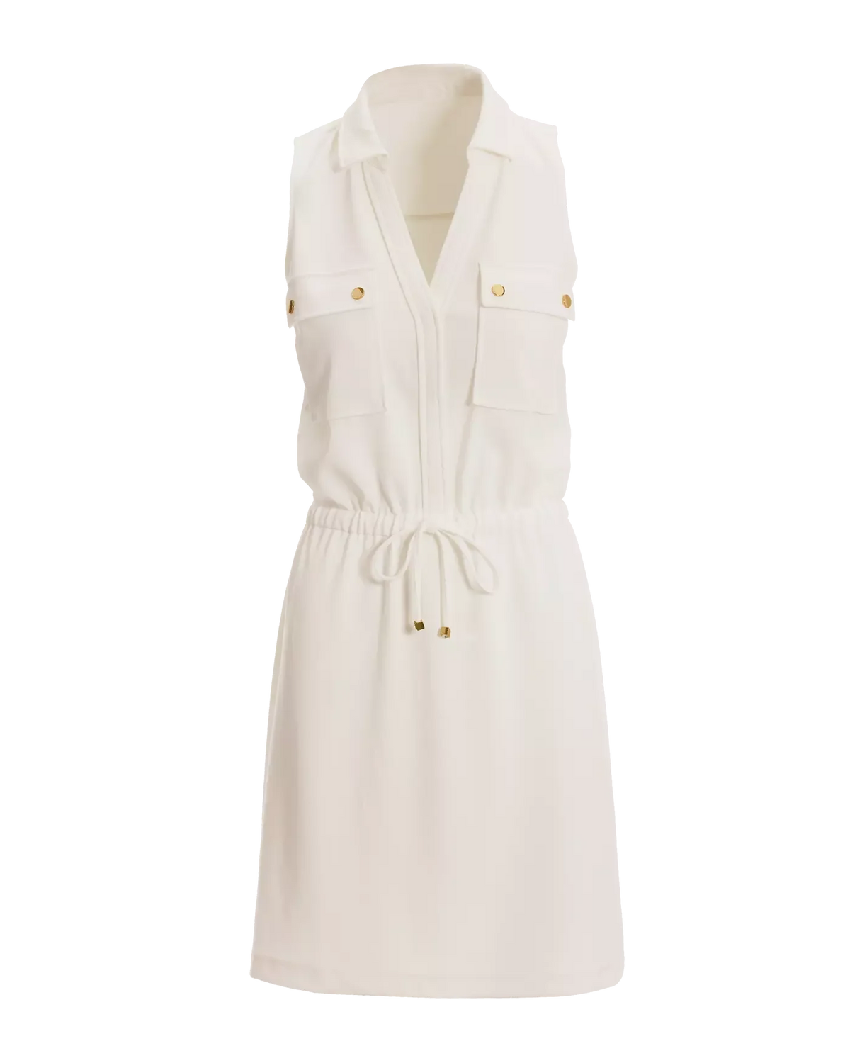 Beyond Travel Chic Drawstring Utility Dress Ivory Coast