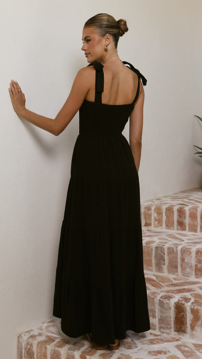 Carlina Tiered Maxi Dress - Black