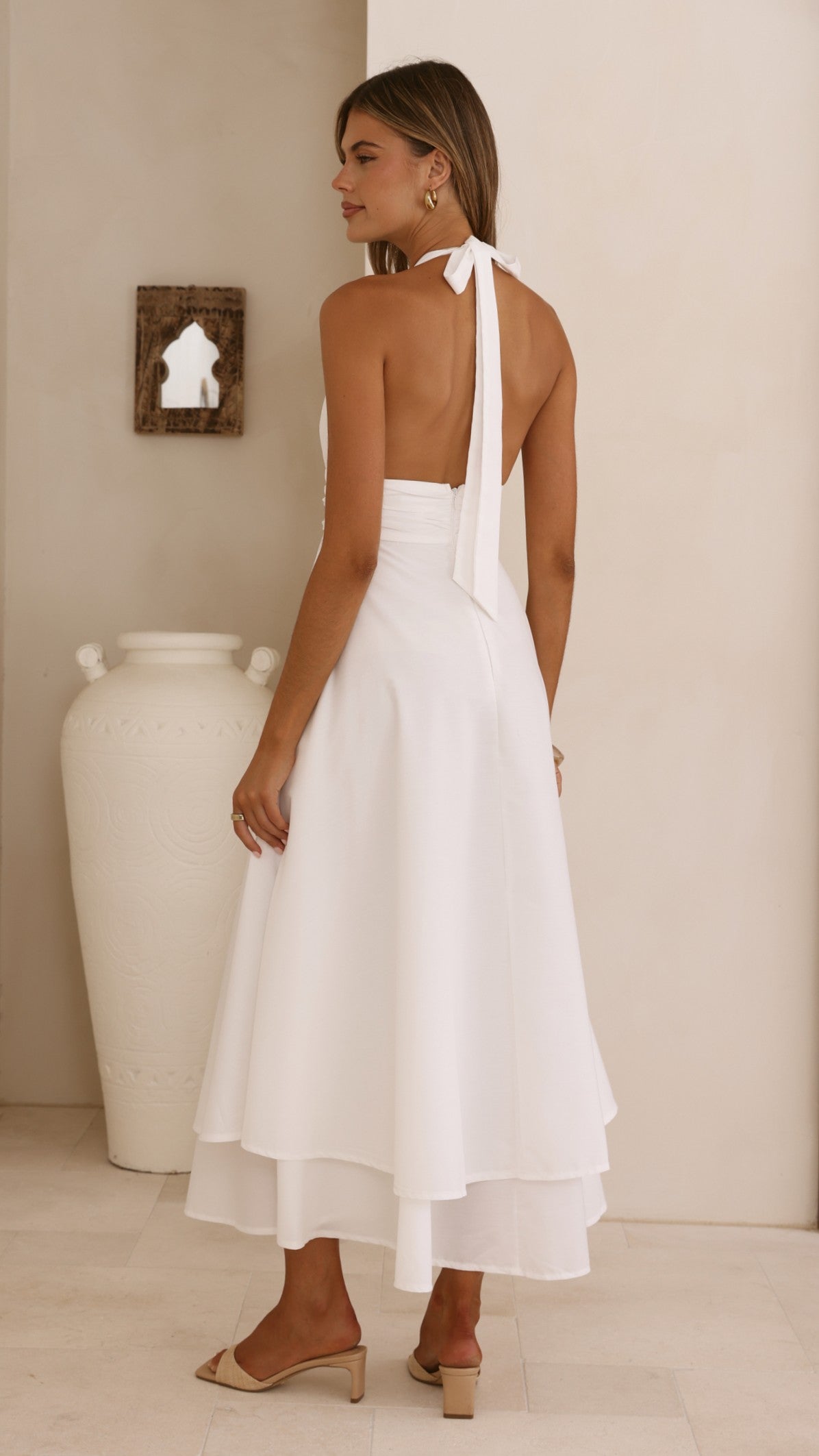 Kathy Halter Neck Maxi Dress - White