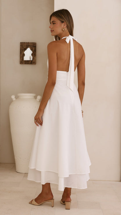 Kathy Halter Neck Maxi Dress - White
