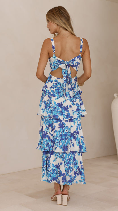 Odilia Maxi Dress - Blue/White Floral