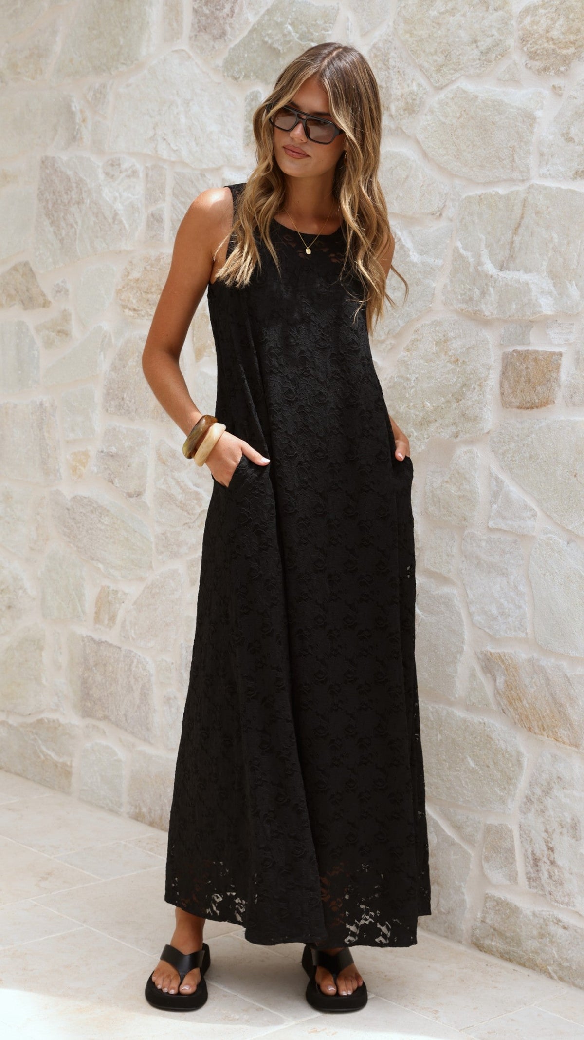 Cerelia Maxi Dress - Black Lace