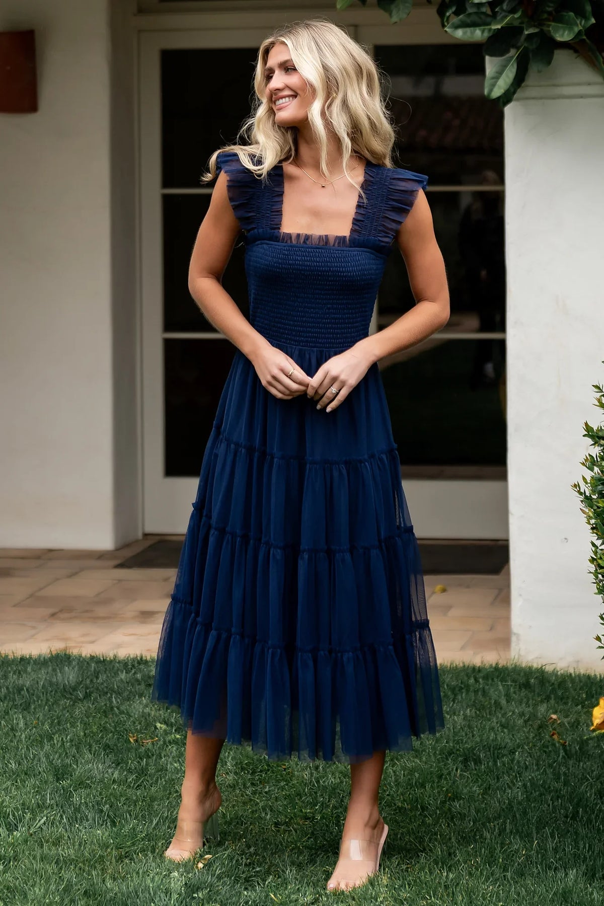 Emma Smocked Tulle Dress | Navy