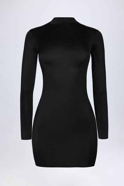 Slinky Jersey Backless Mini Dress in Black