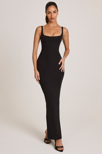 Modal Square Neck Maxi Dress in Black