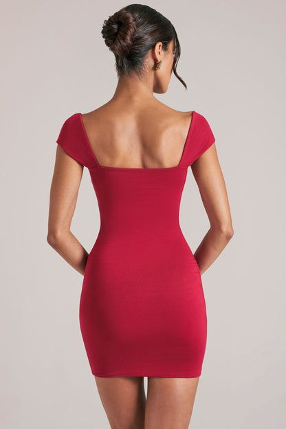 Sweetheart Neckline Mini Dress in Cherry Red