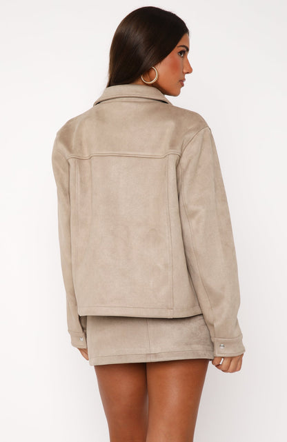 Like The Old Days Faux Suede Jacket Sand