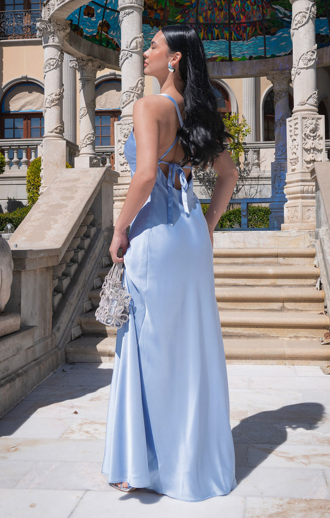 Anderson Maxi Dress ~ Borrowed Blue Luxe Satin