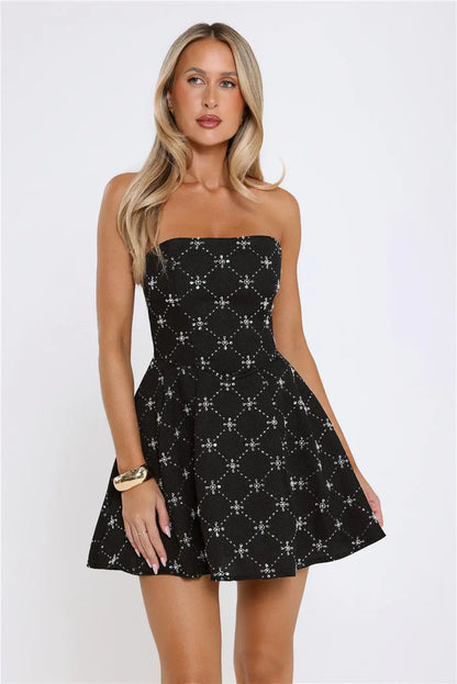 Private Jet Pending Strapless Mini Dress Black
