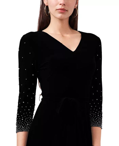 MSK V-Neck Beaded Midi Dress