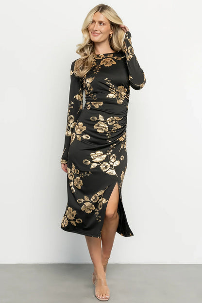 Valeria Midi Dress | Black + Gold