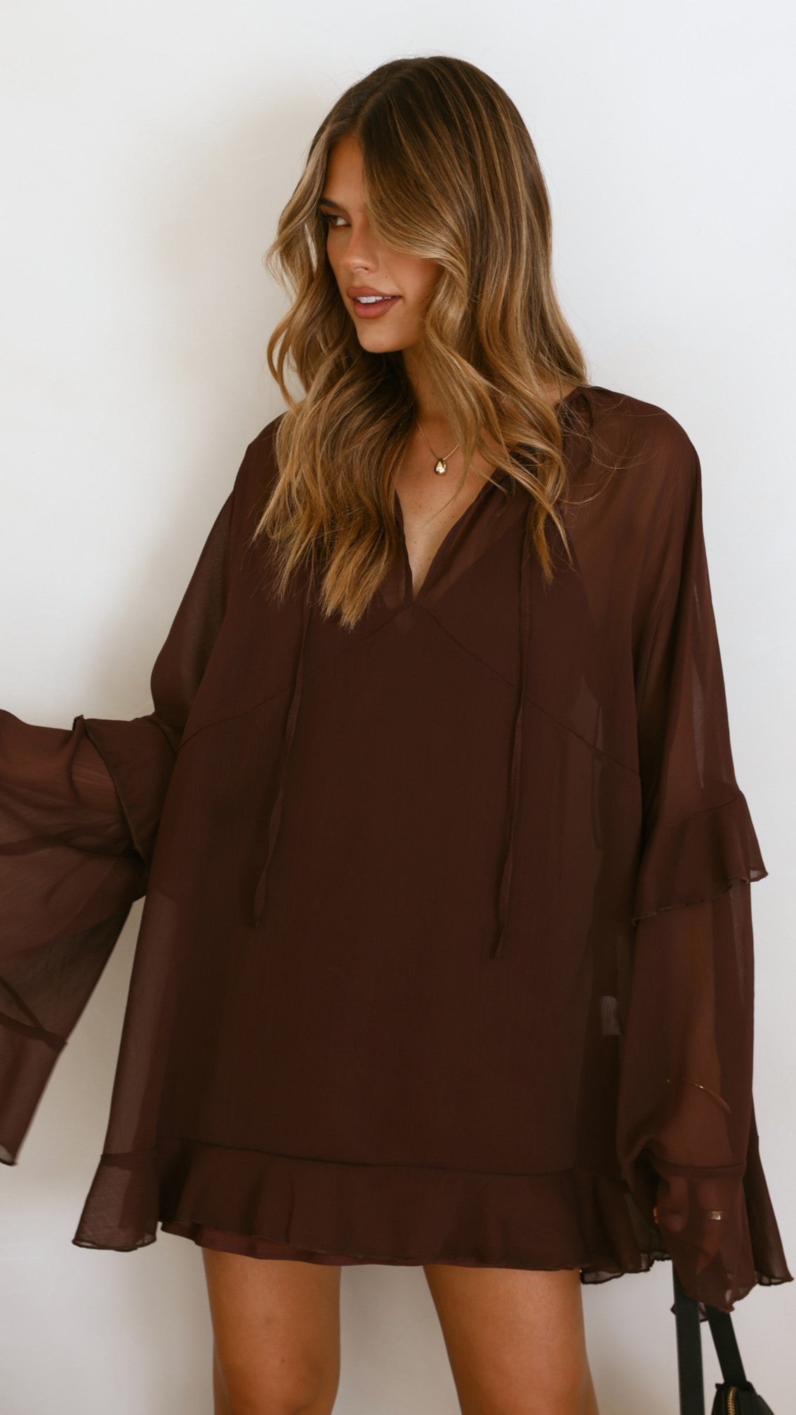 Leera Mini Dress - Chocolate