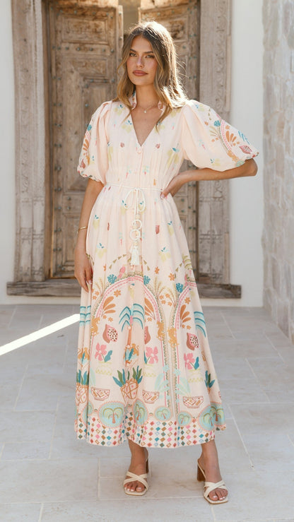 Tamsin Midi Dress - Acacia Palm