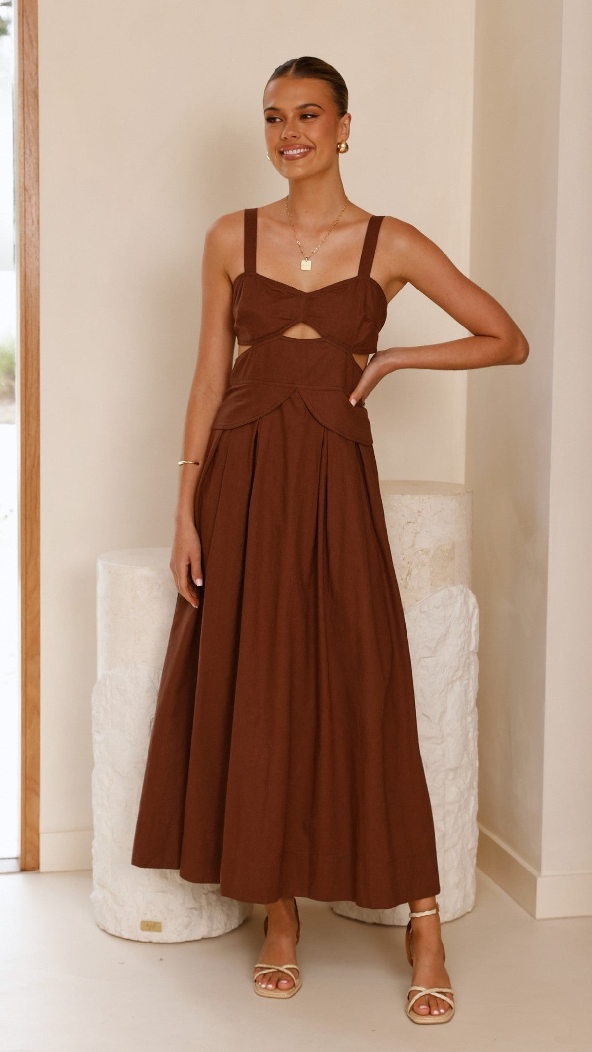 Harleigh Midi Dress - Brown