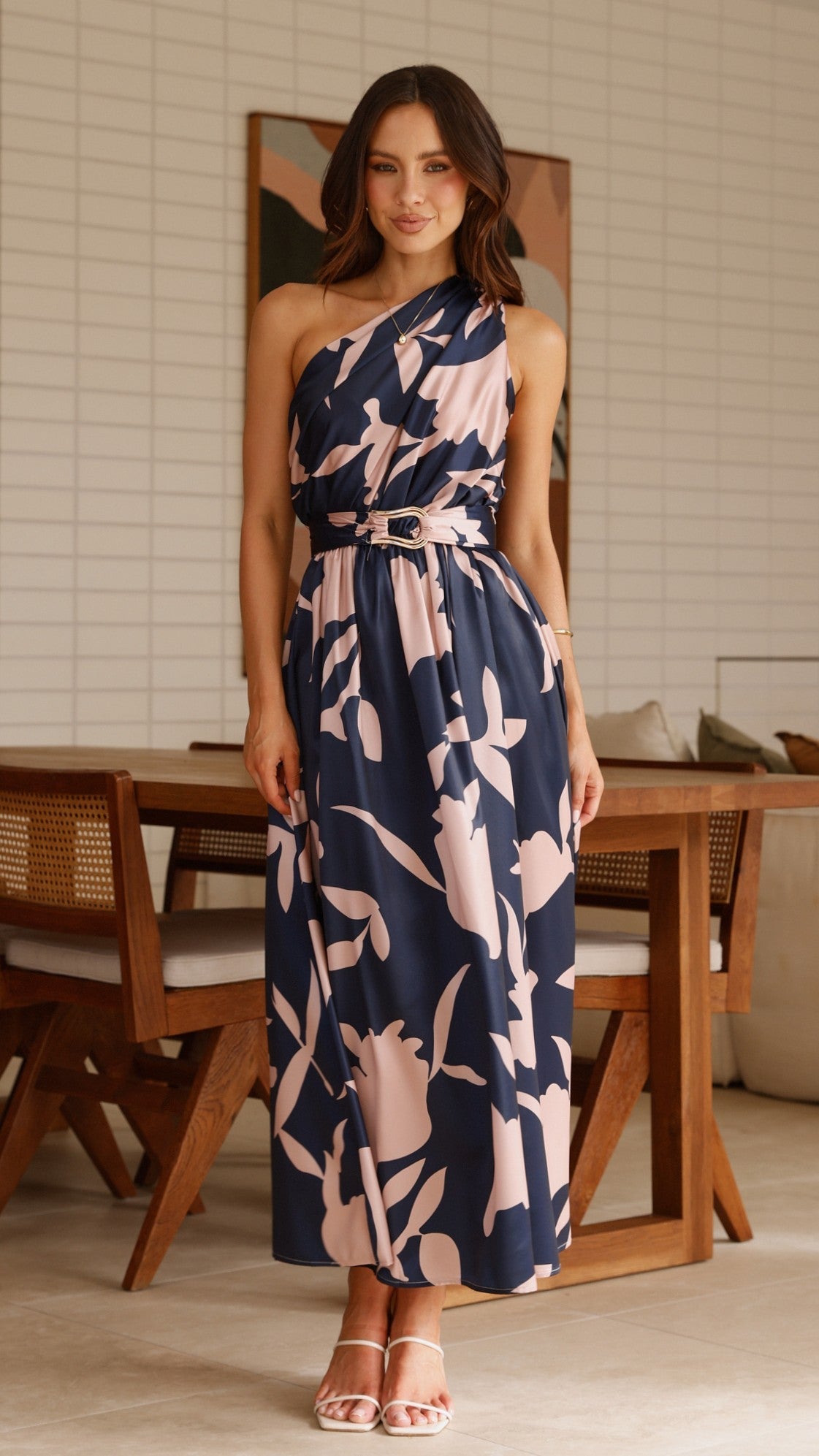 Hadas Maxi Dress - Navy/Pink Print