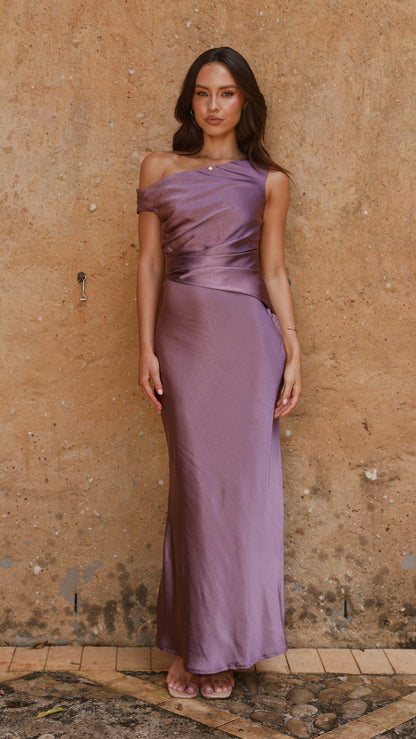 Auria Off Shoulder Maxi Dress - Plum