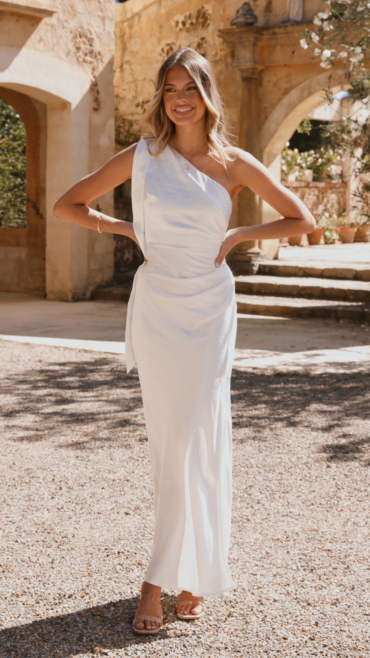 Halle One Shoulder Maxi Dress - Ivory