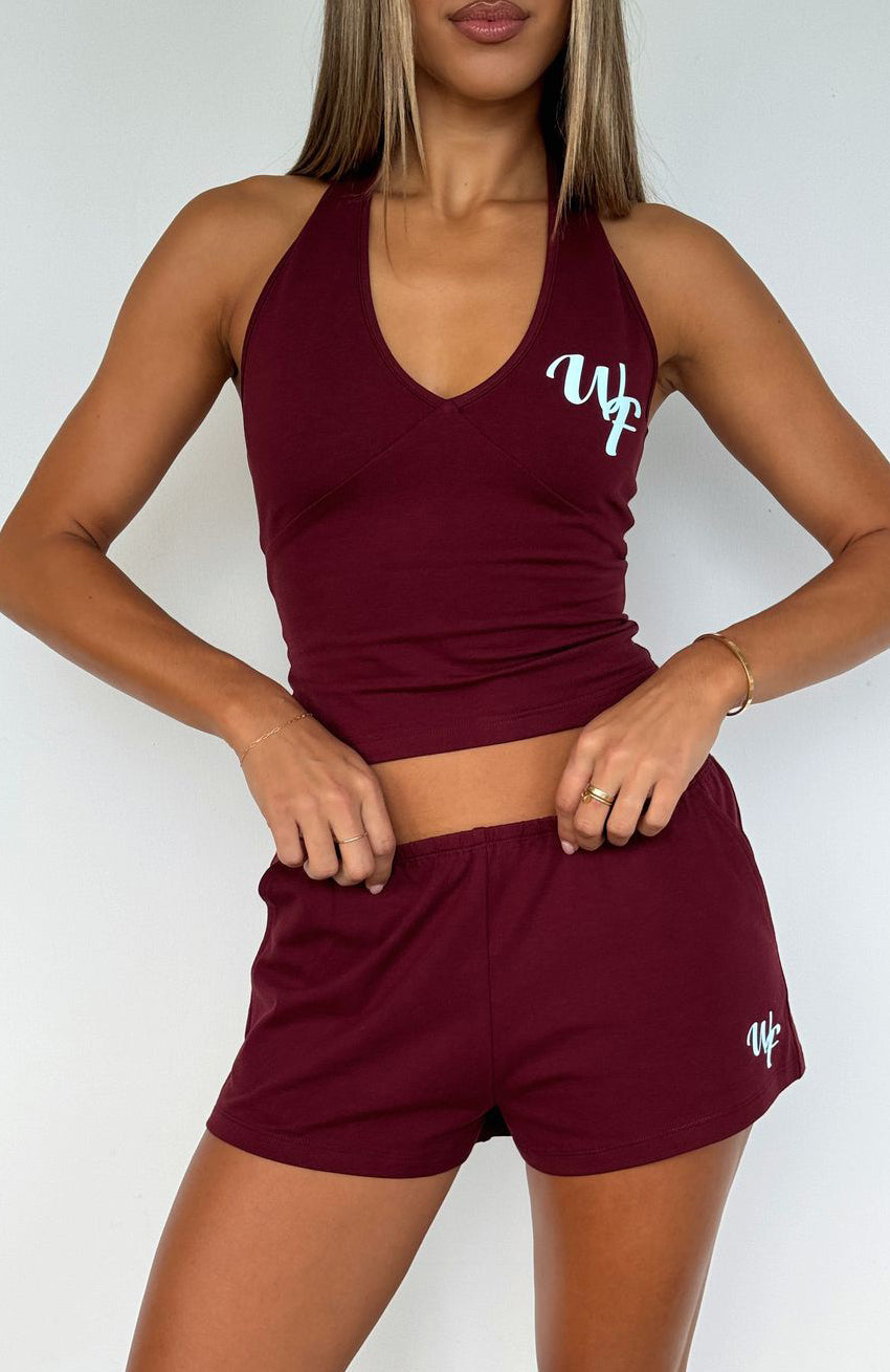 Made Me Better Relaxed Shorts Burgundy