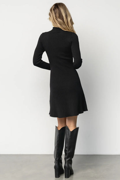 Linde Ribbed Short Dress | Black