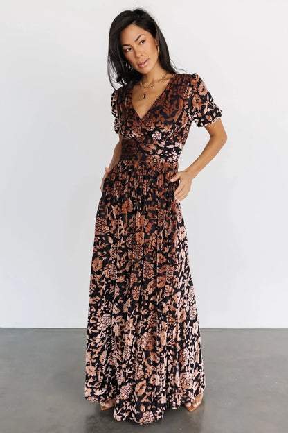 Leslie Velvet Maxi Dress | Black + Bronze
