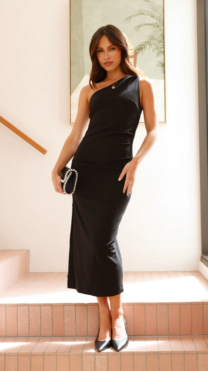 Alaina Midi Dress - Black