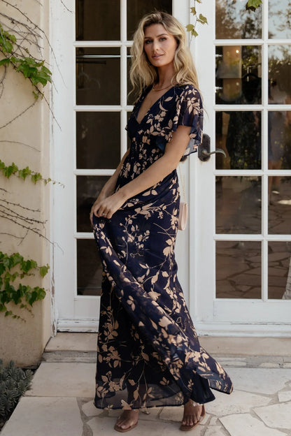 Lynlee Metallic Maxi Dress | Navy
