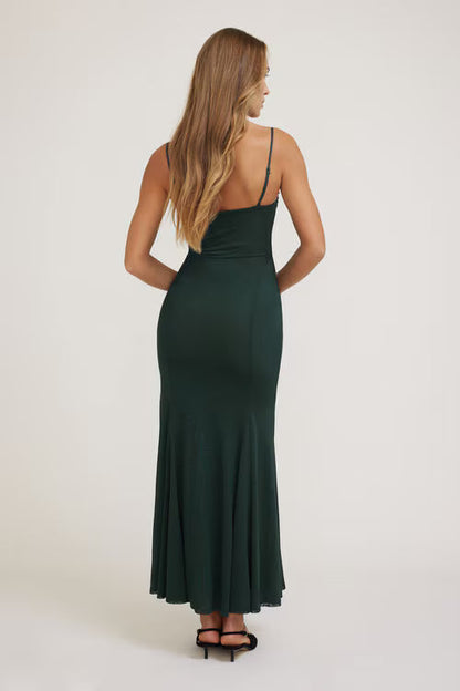 Monet Mesh Maxi Dress-Scarab Green