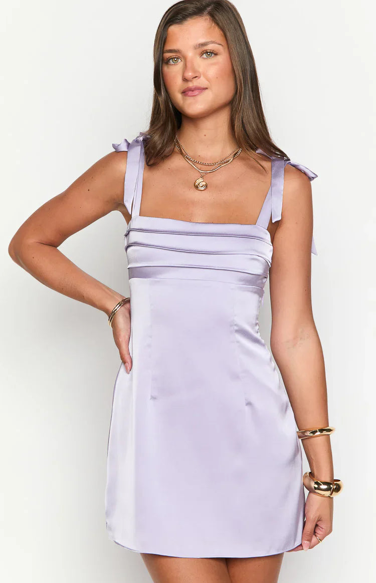 Akira Lilac Tie Mini Dress