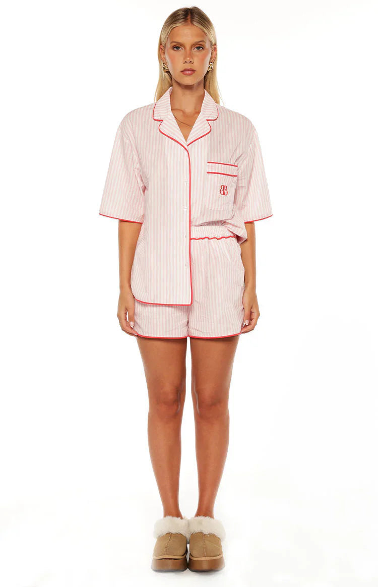 Alexea Pink Stripe Pajama Shorts