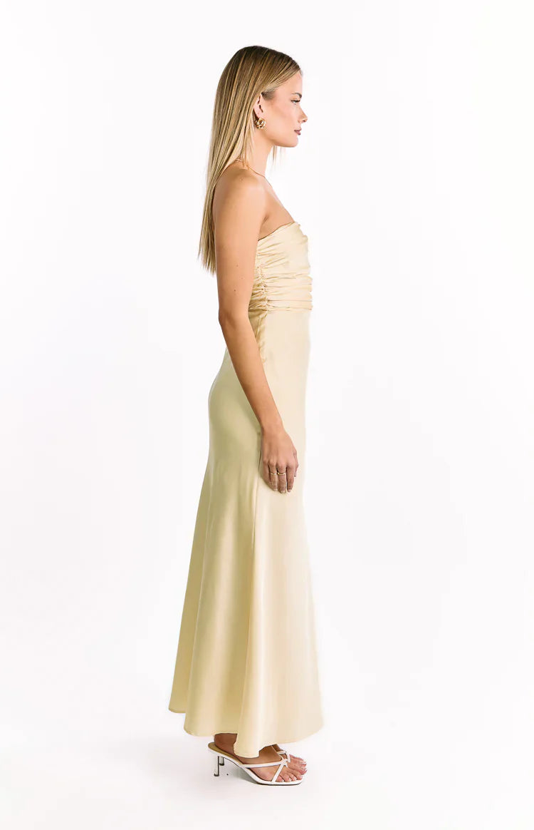 Alexia Yellow Strapless Maxi Dress