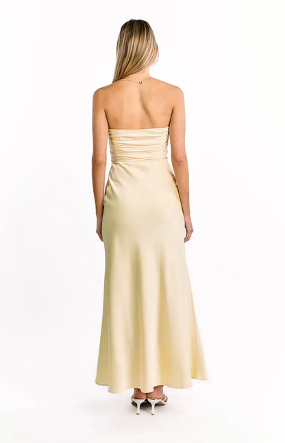 Alexia Yellow Strapless Maxi Dress