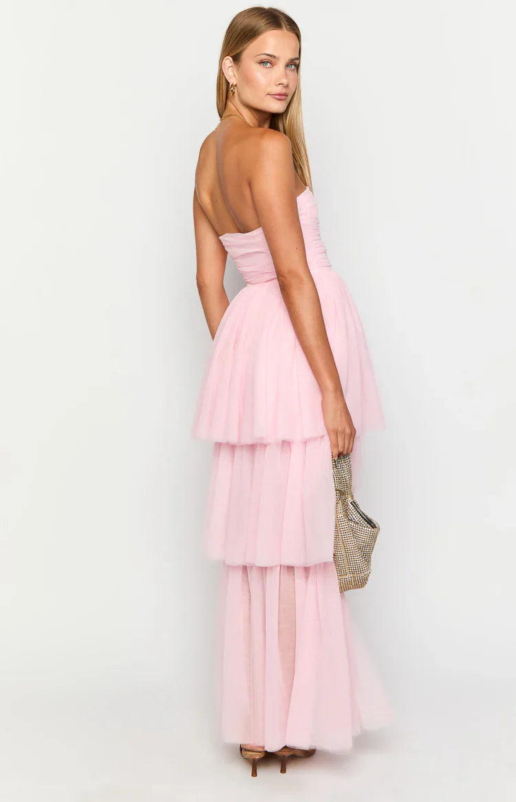 Avery Pink High-Low Maxi Dress