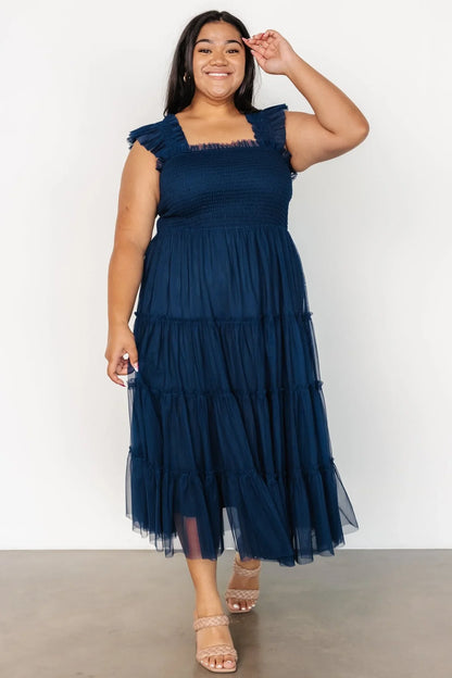 Emma Smocked Tulle Dress | Navy