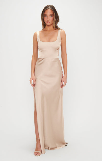 Lana Maxi Dress ~ Champagne Luxe Satin