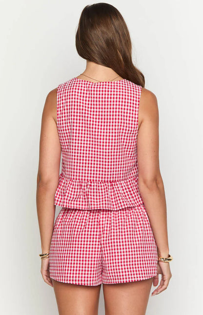 Baxter Red Gingham Top