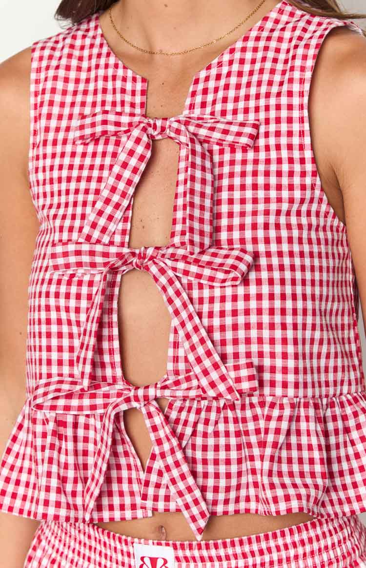 Baxter Red Gingham Top