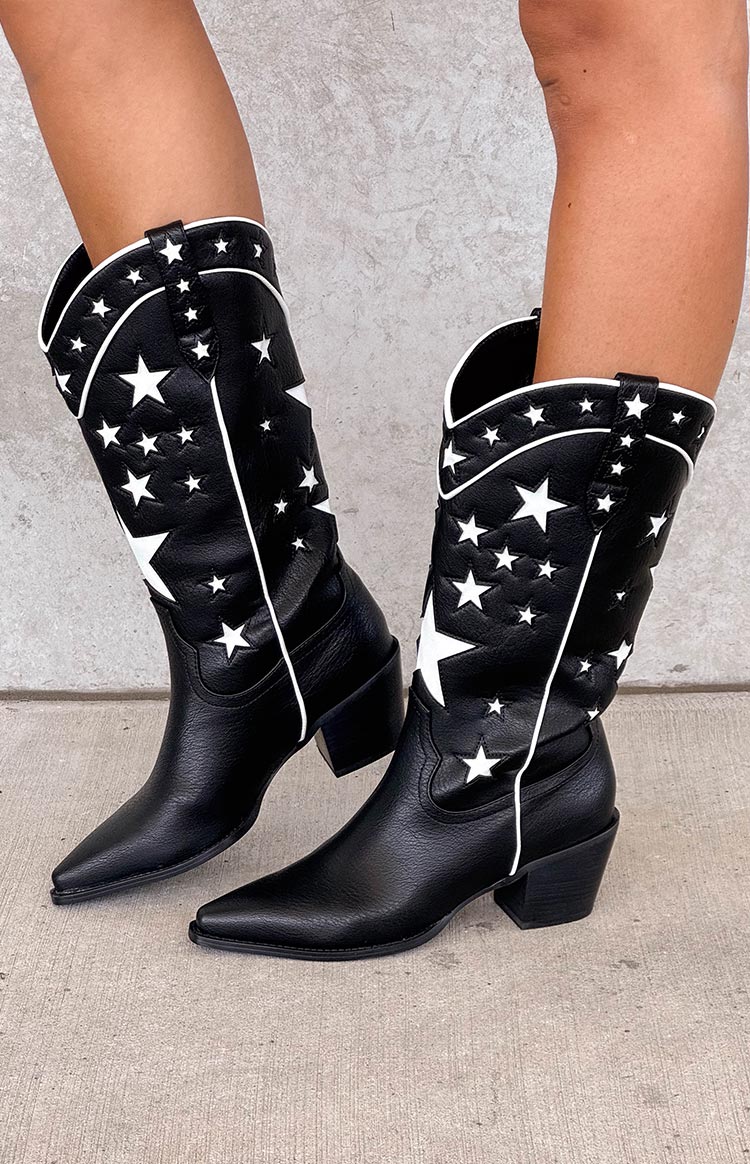 Billini Dollie Black And White Cowboy Boots
