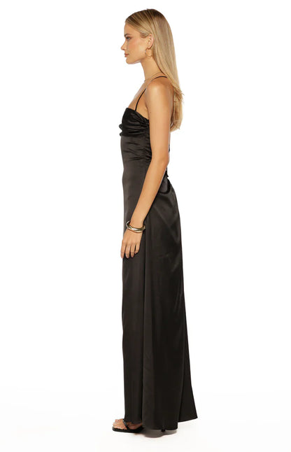 Blaise Black Satin Maxi Dress