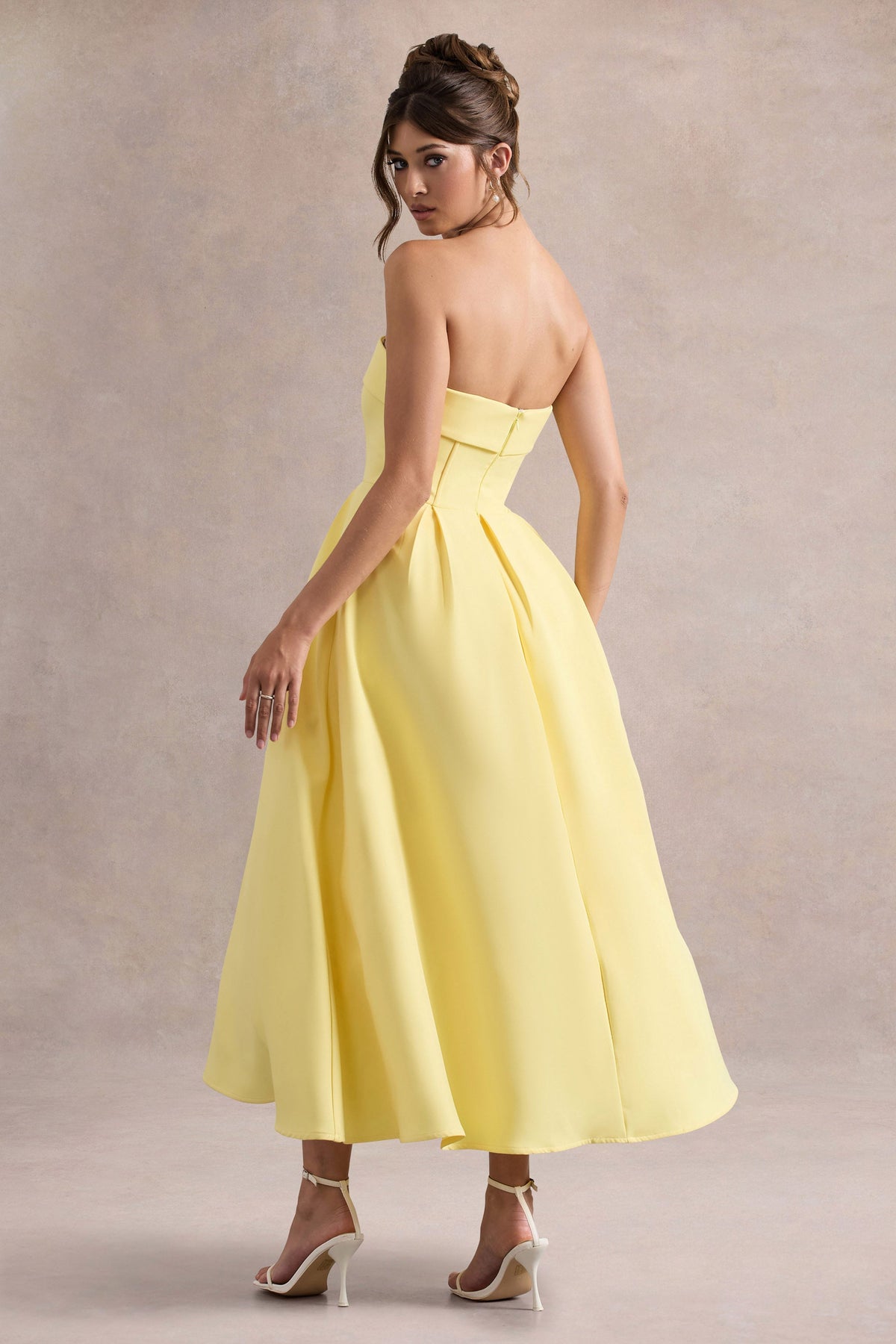 Annalise | Lemon Bandeau Skater Midi Dress