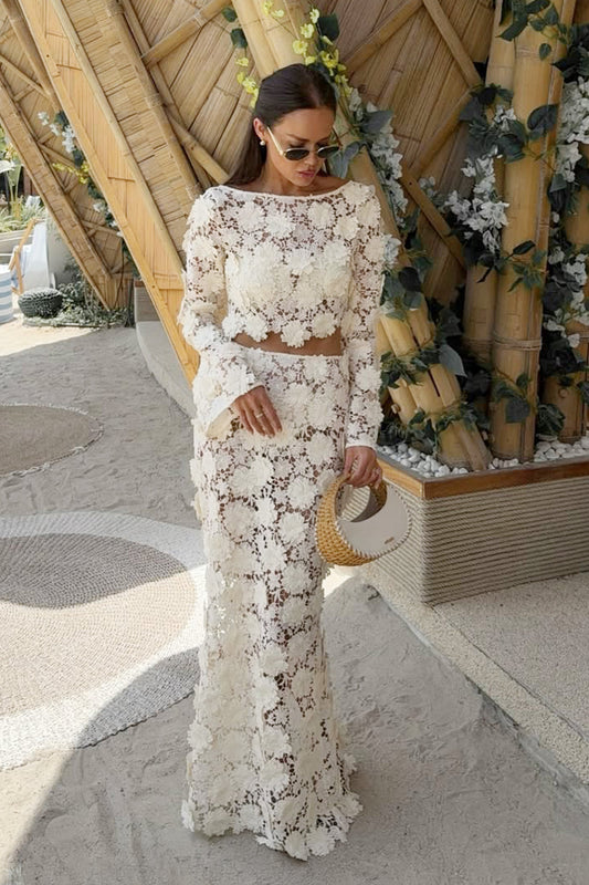 Kingston | Cream Lace Maxi Skirt