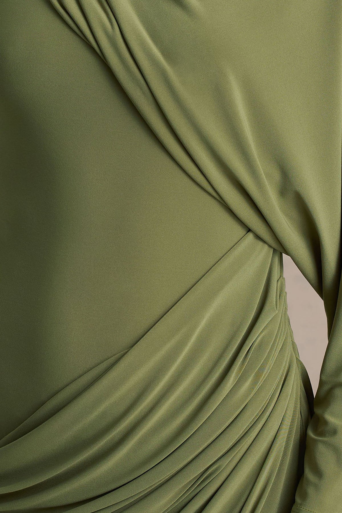 Aphra | Green High-Neck Maxi Dress With Cape-Sleeve