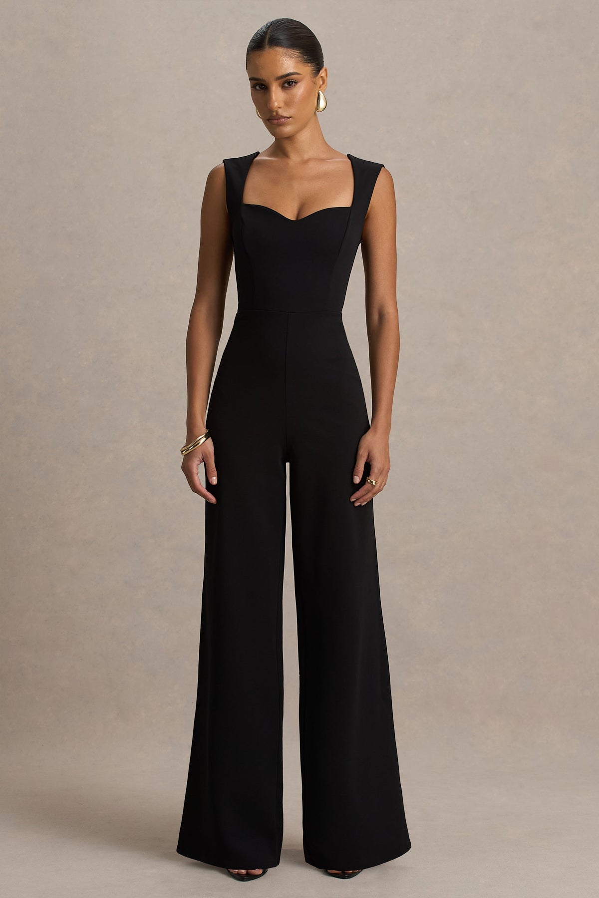 Everlee | Black Sweetheart-Neck Jumpsuit