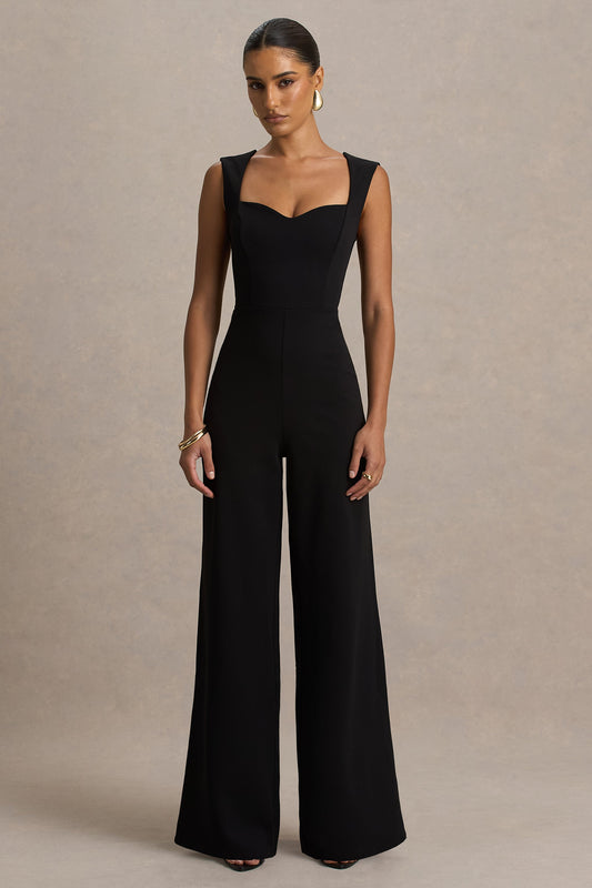 Everlee | Black Sweetheart-Neck Jumpsuit