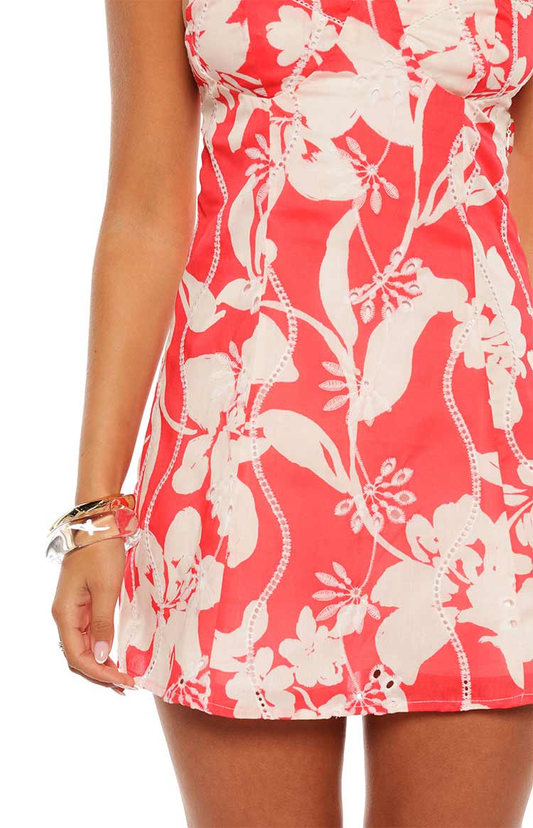Chapman Red Floral Tie Back Mini Dress