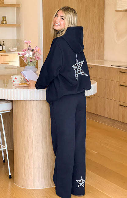 Dania Navy Leopard Star Track Pants