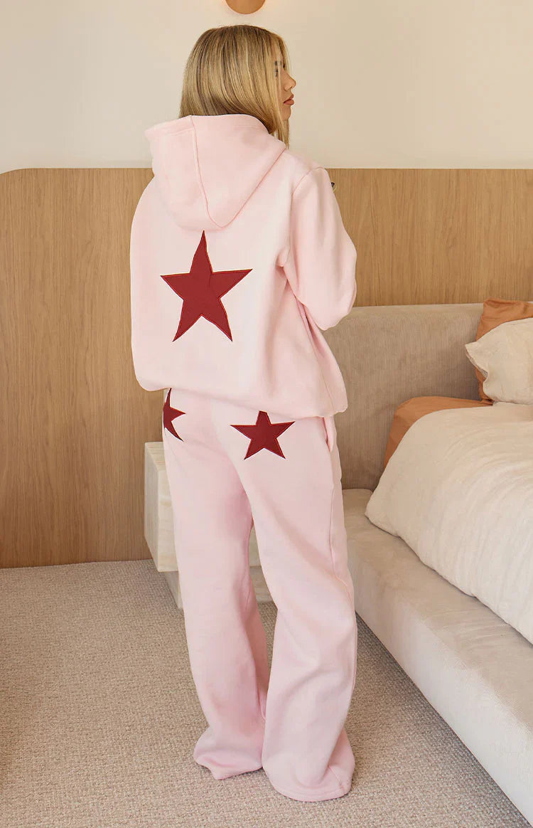 Dania Pink Burgundy Star Track Pants