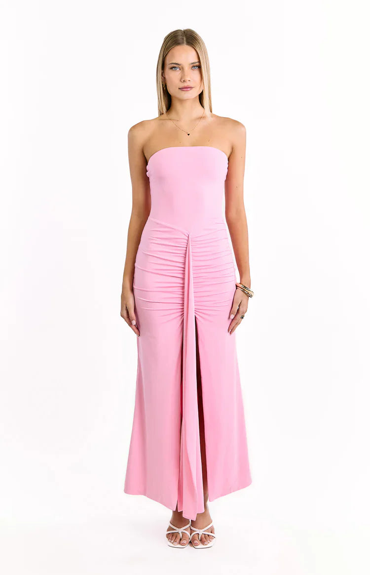 Danielle Pink Strapless Maxi Dress