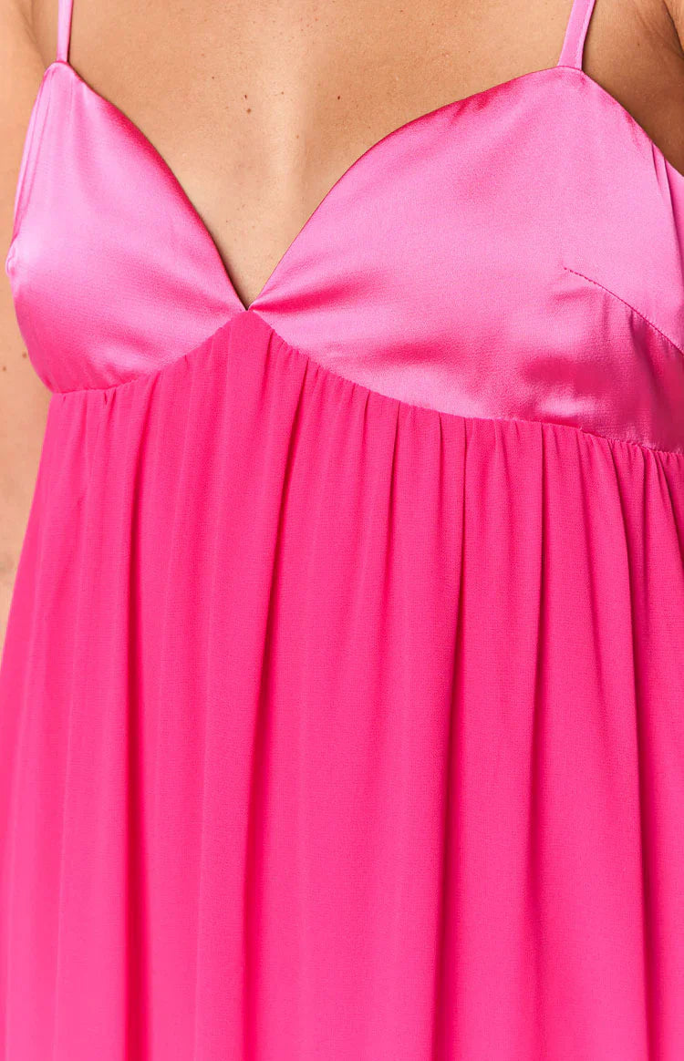 Dekota Hot Pink Contrast Maxi Dress